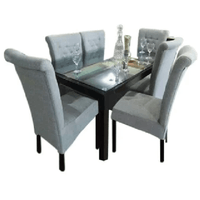 Juego de Comedor 6 Sillas Polett Gris Claro Madera Tornillo