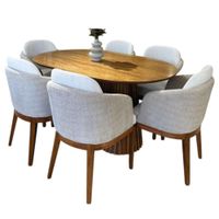 Juego De Comedor Olivia 6 Sillas Gris - Ivory Madera Tornillo