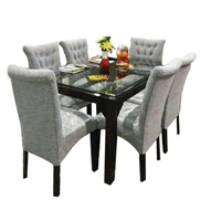 Juego de Comedor 6 Sillas Maryan Gris Claro Madera Tornillo