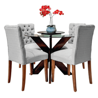 Juego de Comedor 4 Sillas Zoe Gris Claro Madera Tornillo