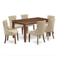 Juego de Comedor 6 Sillas Olive Beige Madera Tornillo