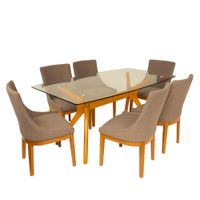 Juego de Comedor 6 Sillas Varsovia Gris Madera Tornillo