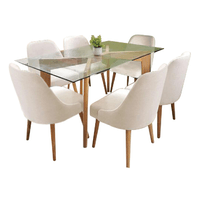 Juego De Comedor Alto Hogar Jacy Crema 6 Sillas Vidrio