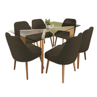 Juego de Comedor 6 Sillas Jacy Marrón Madera Tornillo