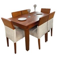 Juego De Comedor Tailandia 6 Sillas Beige Madera Tornillo