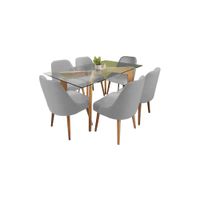 Juego de Comedor 6 Sillas Jacy Gris Madera Tornillo