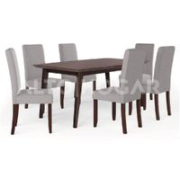 Juego de Comedor 6 Sillas Arantzza Gris Claro Madera Tornillo