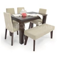 Juego de Comedor 6 Asientos Tracy Beige - Nogal Madera Tornillo