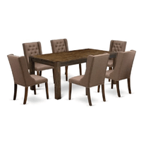 Juego de Comedor 6 Sillas Olivia Marrón Madera Tornillo