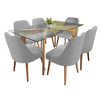 Juego de Comedor 6 Sillas Jacy Gris Alto Hogar