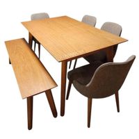 Juego De Comedor Wooda 6 Sillas Gris Madera Tornillo