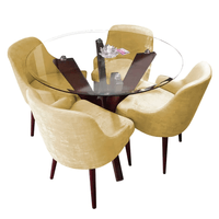 Juego de Comedor 4 Sillas Yenlu Beige Madera Tornillo