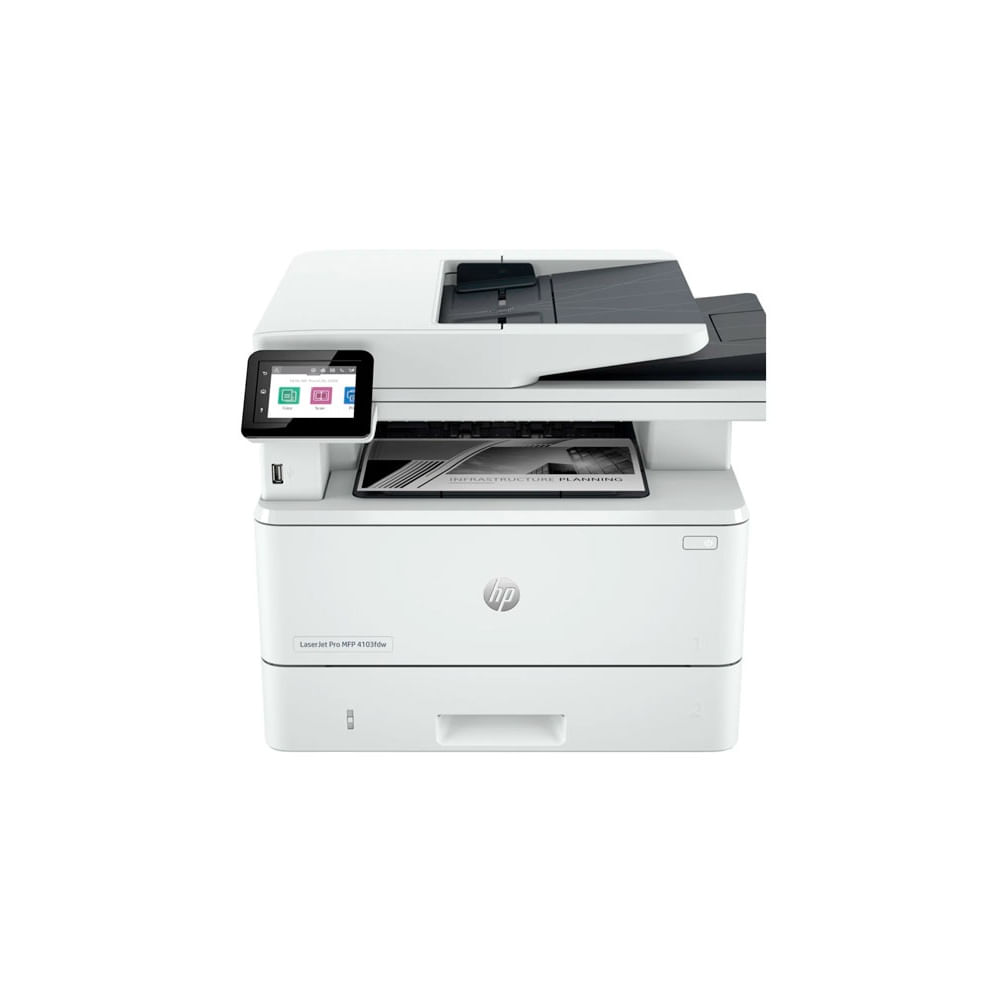 Impresora láser HP LaserJet Pro 4103fdw, velocidad 42 ppm, 100 hojas, tamaño A4, ideal para oficina