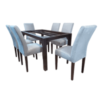 Juego de Comedor 6 Sillas Lyane Gris Claro Madera Tornillo