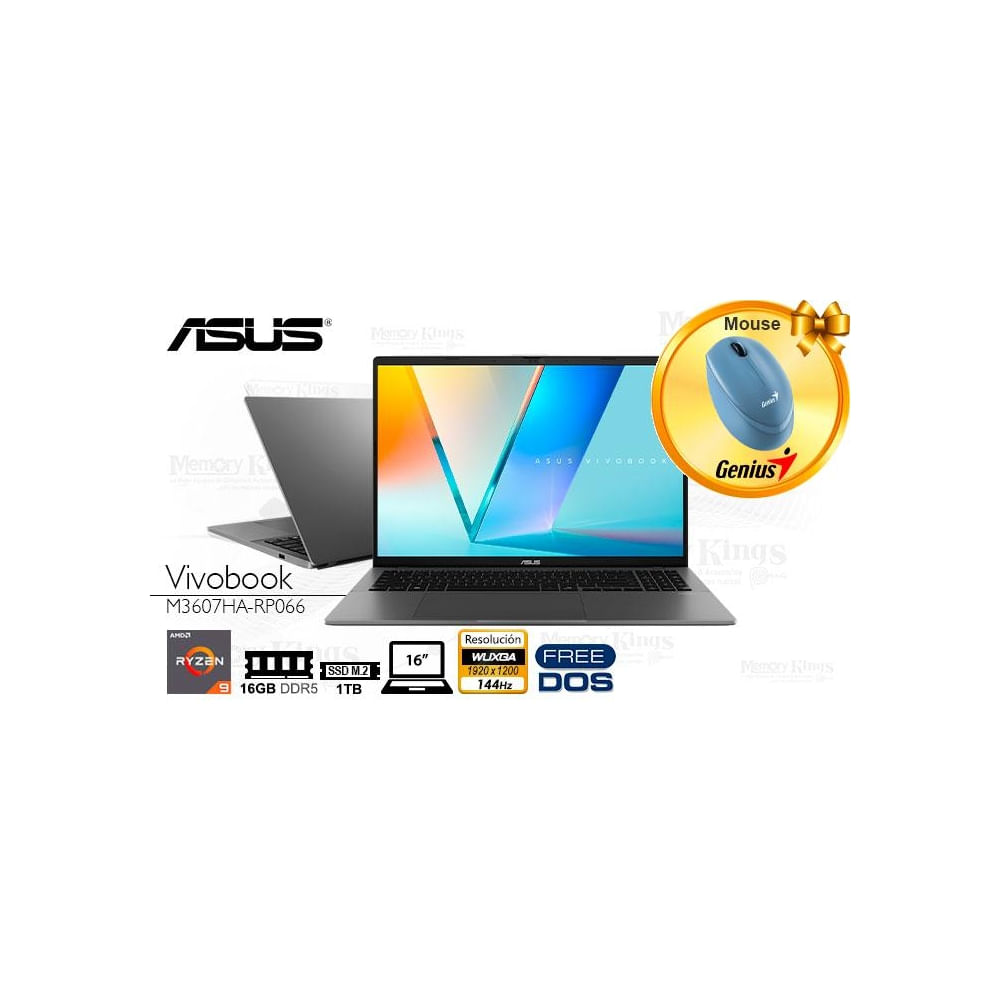 Laptop Asus Vivobook S16, Ryzen 9, 1TB SSD, 16"" con gráfica Radeon - Potencia y estilo.