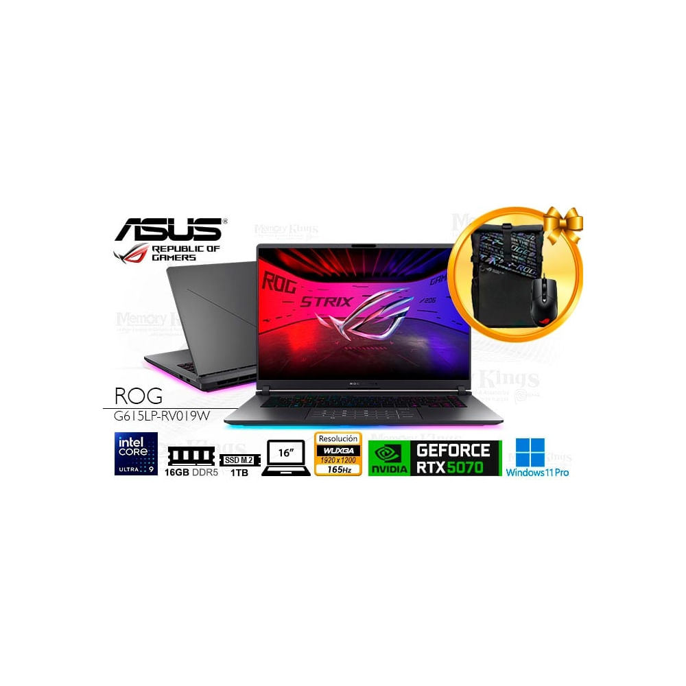 Asus ROG Strix G16: Laptop 16"" con Core Ultra 9, 1TB SSD y GeForce RTX 5070 de 8GB - Windows 11 Hom