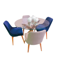 Juego de Comedor 4 Sillas Ysel Azul y Gris Madera Tornillo