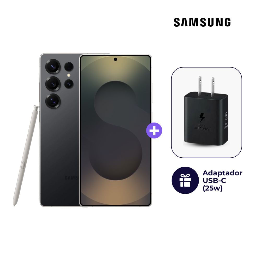 Celular Samsung Galaxy S25 Ultra 256GB 12GB Ram Color Negro Titanio + Cargador Samsung de 25W