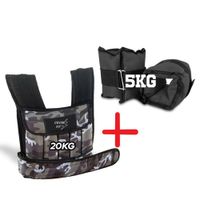 CHALECO DE 20 KG EN COLOR VARIADO Y TOBILLERA DE 5KG
