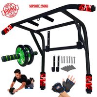 Barra Para Dominadas 2 en 1 + Rueda Abdominal + Guantes