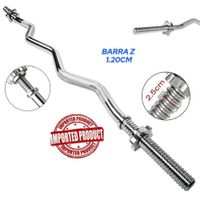 BARRA Z 1.20 M DE ACERO CROMADO CON SEGUROS PARA PESAS GYM