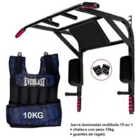 Barra multifuncional 10 en 1 + chaleco 10kg + guantes