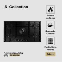Encimera Vidrio Templado S-Collection A Gas 76cm SOLCO060
