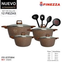 Juego de Ollas Finezza Ultra granito FZ-X1718M de 12 Pzas