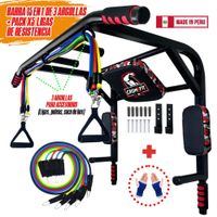 Barra 15 en 1 de 3 Argollas + Pack X5 Ligas Resistencia