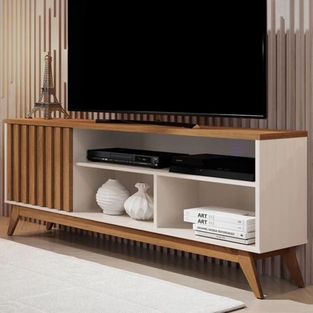 Mesa de TV Nórdica Malbec color Marrón/Blanco TU MESITA 1 puerta