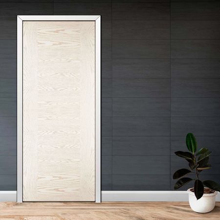 Pack: Puerta HDF + marco + 3 bisagras + kit de instalación 65x207cm