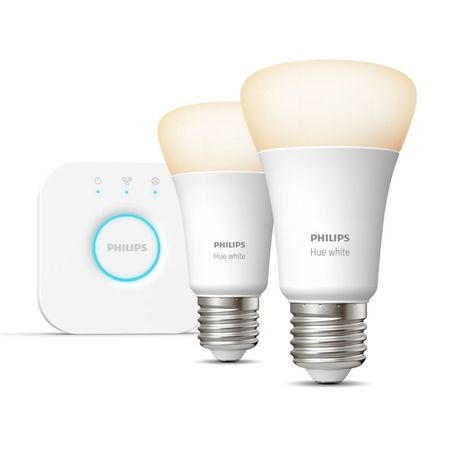 Focos hue pack x2  kit de inicio e27 lc 9.5w philips