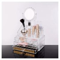Organizador De Cosméticos Maquillaje Joyas 4 Cajones Con Espejo Acrílico