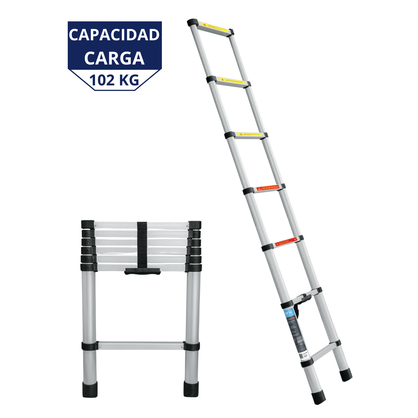Escalera Telescopica 7 Peldaños Plegable 102kg Truper 101903