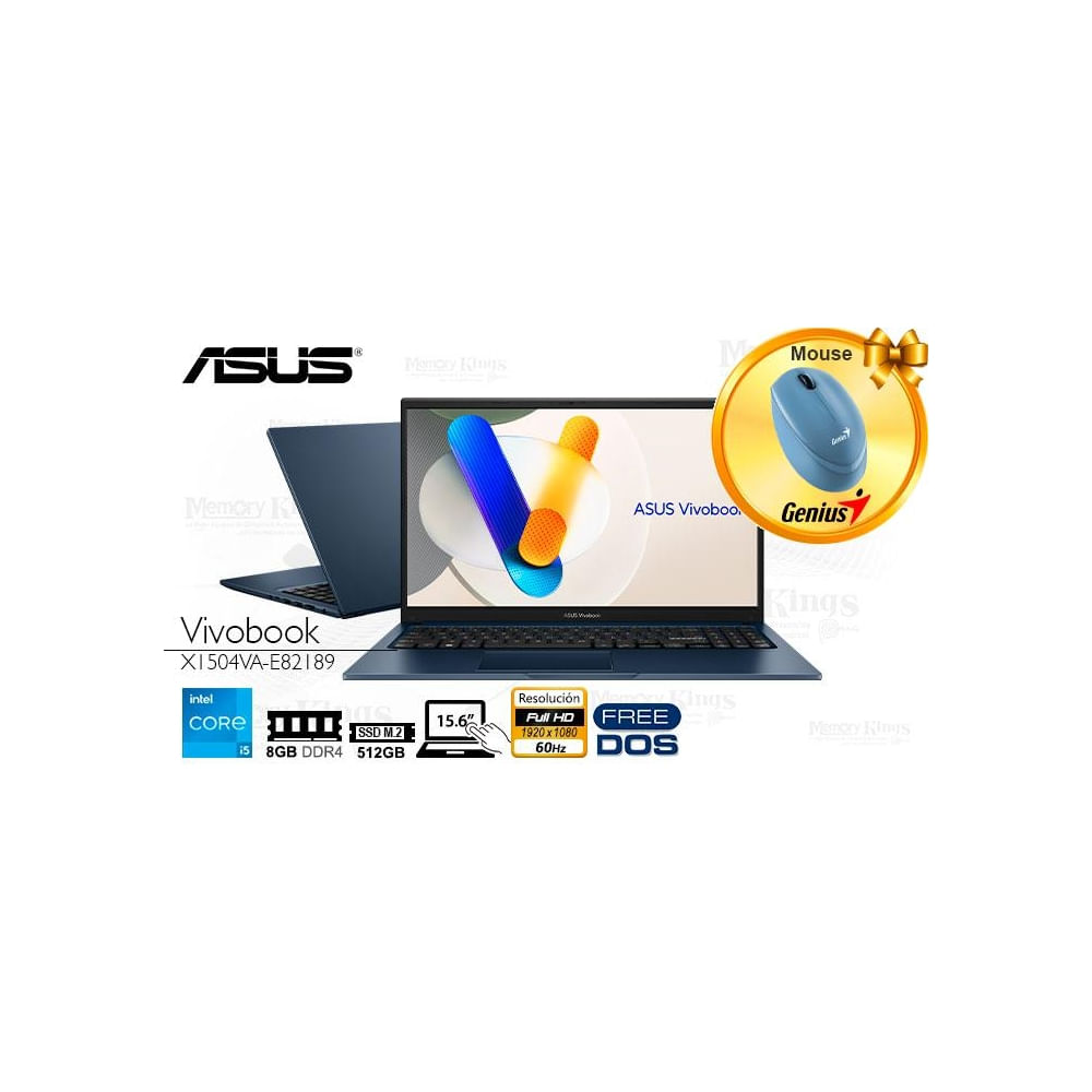 Asus Vivobook 15 con i5 1334U, 8GB RAM, 512GB SSD, pantalla táctil de 15.6"" y gráficos Intel Iris X