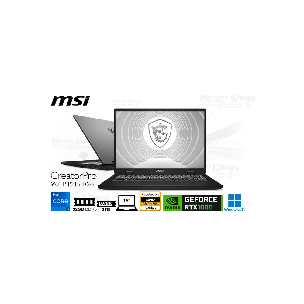 Laptop MSI CreatorPro M16 HX | Intel i7-14700HX, 32GB RAM, 2TB SSD, 16"" con GeForce RTX 1000