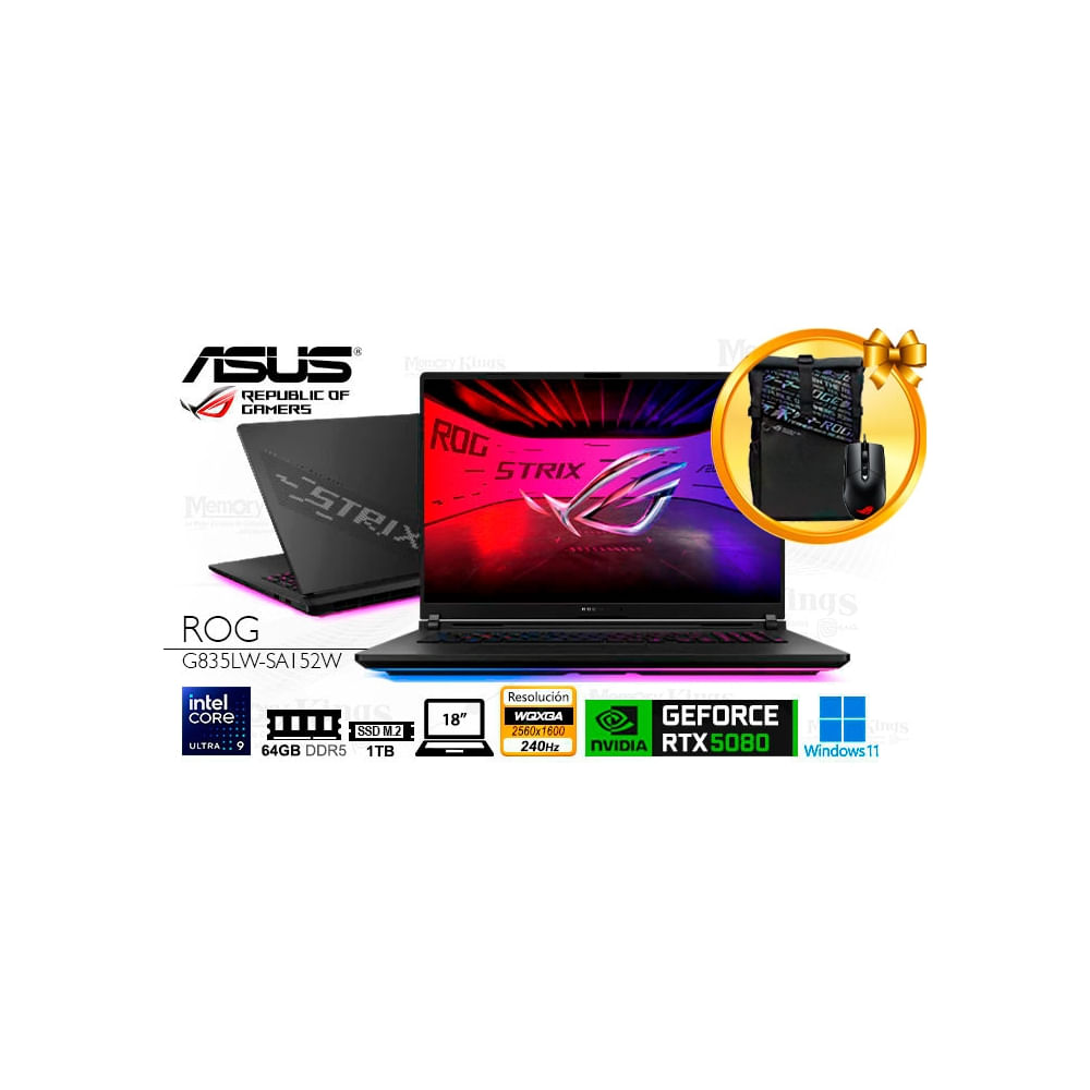 Laptop ASUS ROG Strix SCAR 18"" - Core Ultra 9, 64GB RAM, 1TB SSD, GeForce RTX 5080, Windows 11