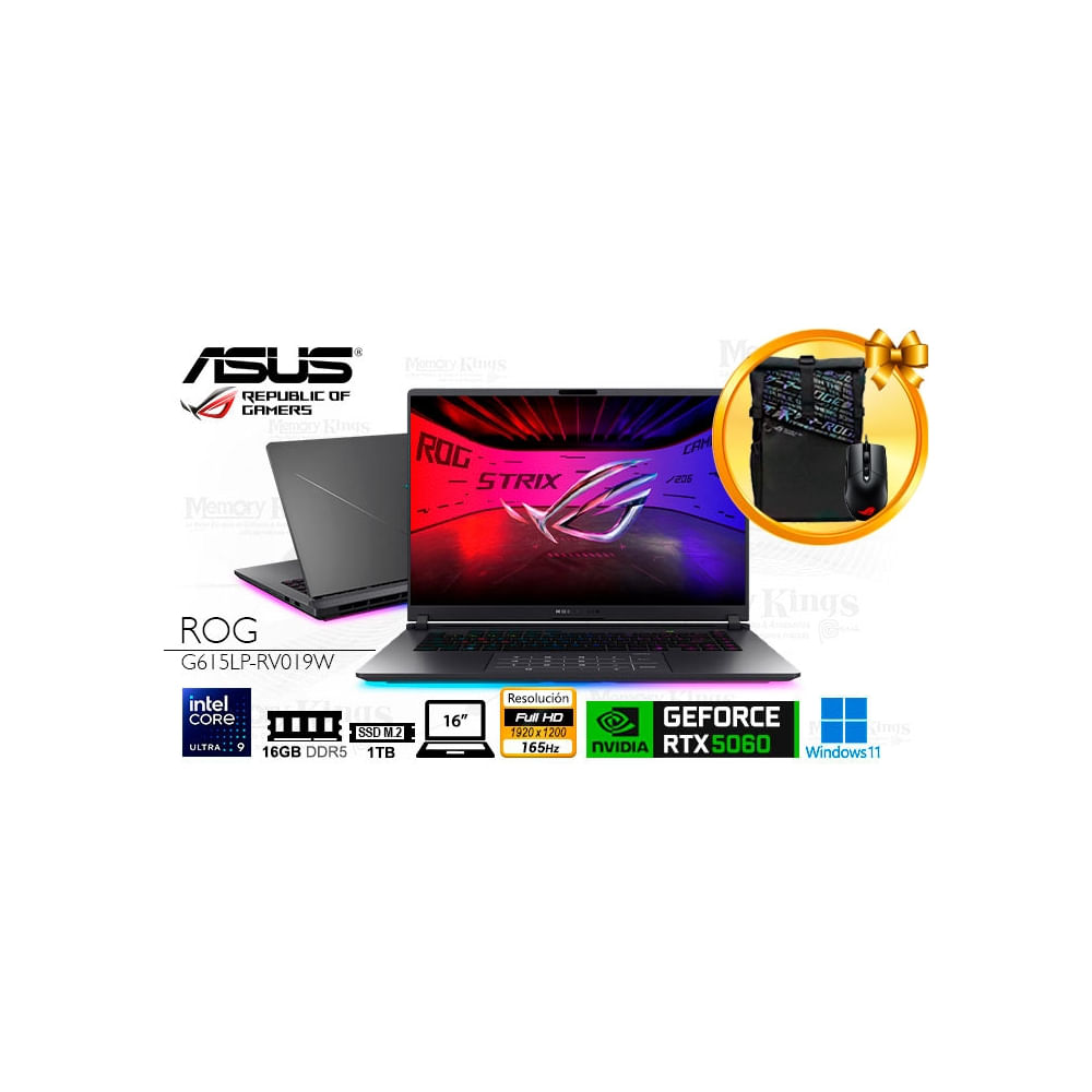 Notebook Gaming ASUS ROG Strix G16, 16” WUXGA IPS, Ultra 9, 16GB DDR5, 5.4GHz, Potencia y Rendimien