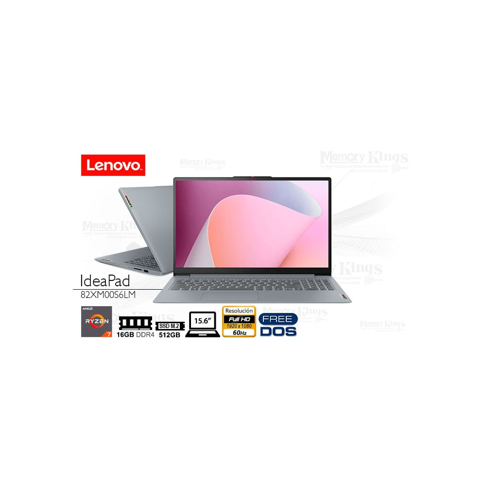 Laptop Lenovo IdeaPad Slim 3 - Ryzen 7 5825U, 16 GB RAM, 512 GB SSD, 15.6"" Full HD