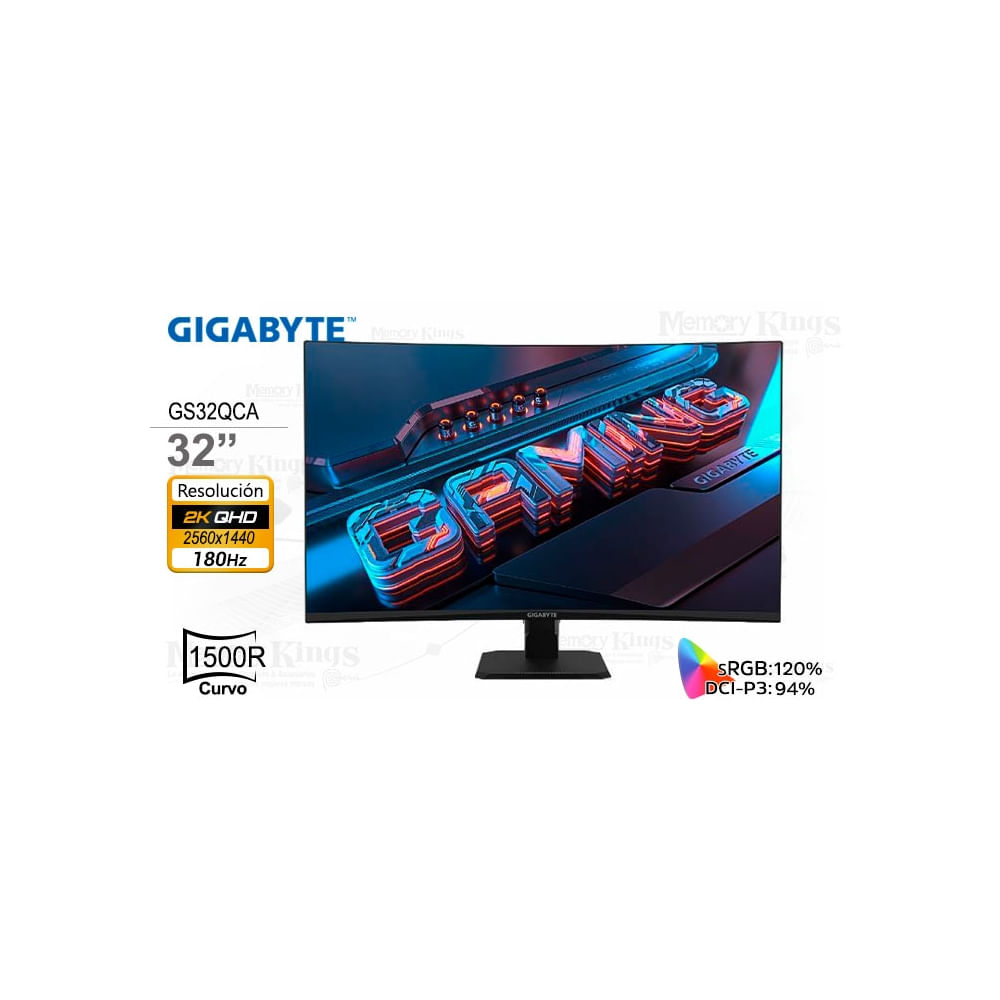 Monitor Gigabyte GS32QCA 31.5"" Curvo VA 165Hz 2560x1440 con Conexión HDMI - Experiencia Inigualable