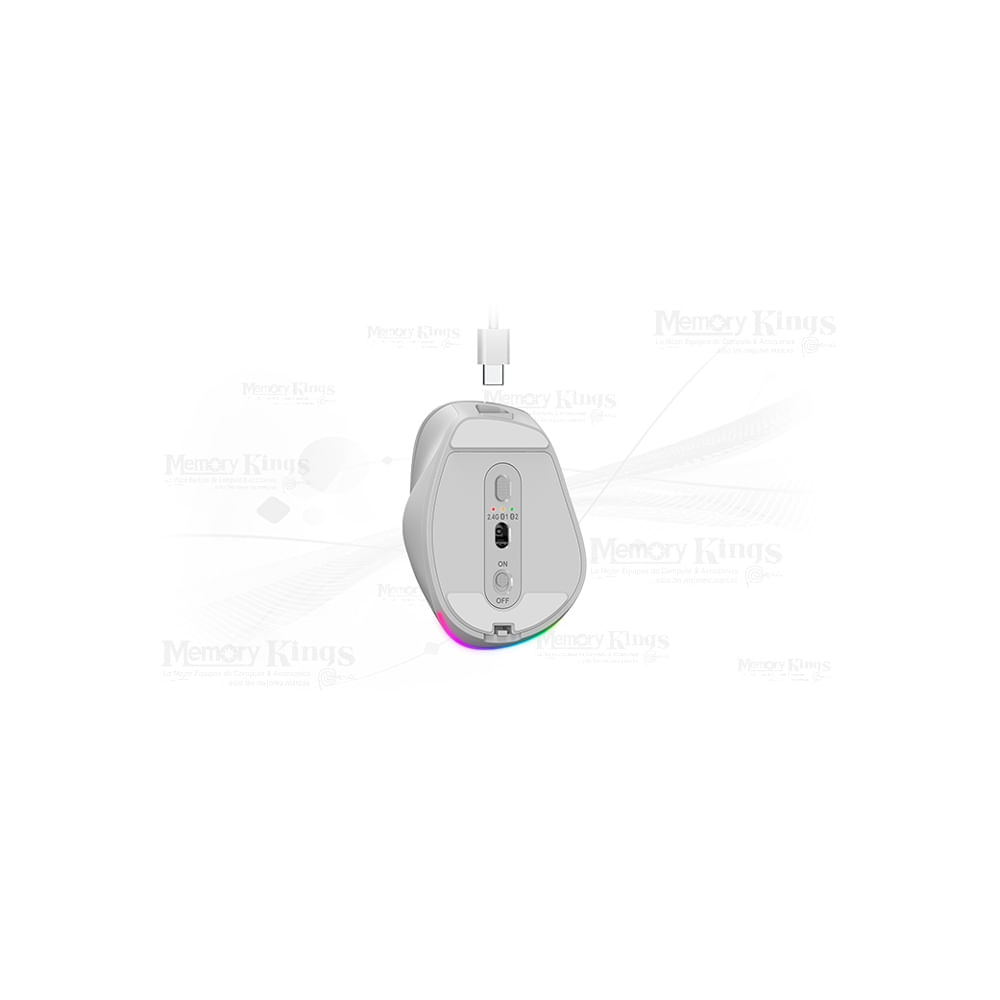 Mouse inalámbrico Genius Ergo 9000S Pro, recargable, RGB silencioso, color plata, Bluetooth y USB