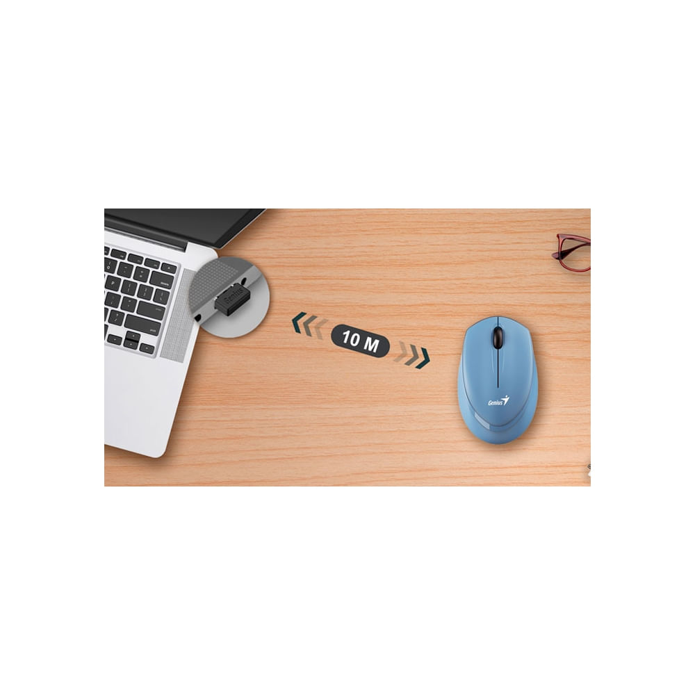 Mouse Genius NX-7009 inalámbrico ergonómico BlueEye en color azul gris, precisión y comodidad.