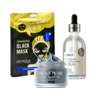 Set Mascarilla con Acido Hialuronico + Crema Perlas Negras + Serum Niacinamide