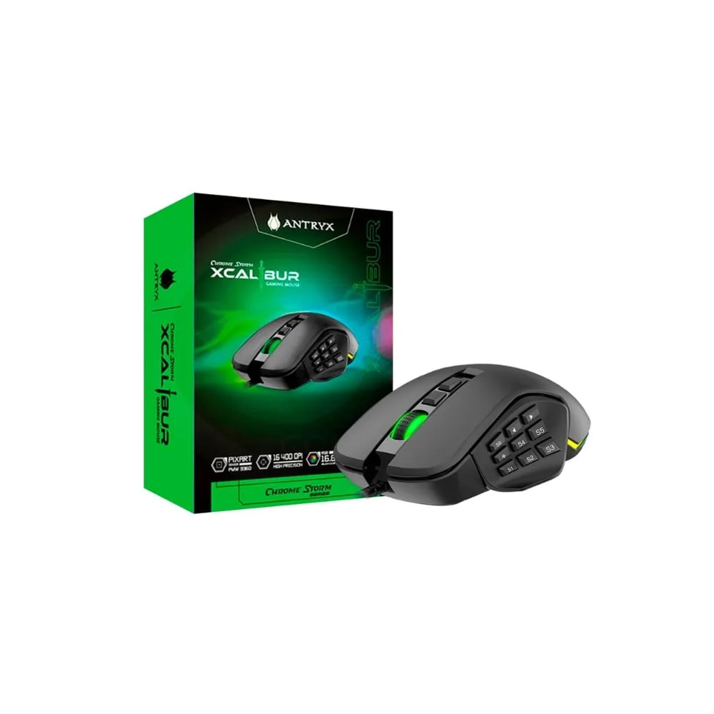 Mouse gaming ANTRYX Xcalibur RGB 16.4K - Alta precisión para MMO y MOBA - Ideal para gamers