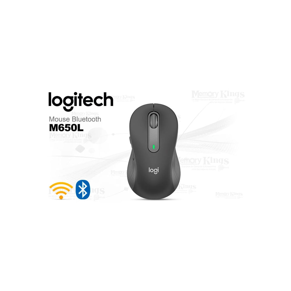 Mouse Logitech Signature M650 L, ergonómico, Bluetooth, color negro, precisión y comodidad superior