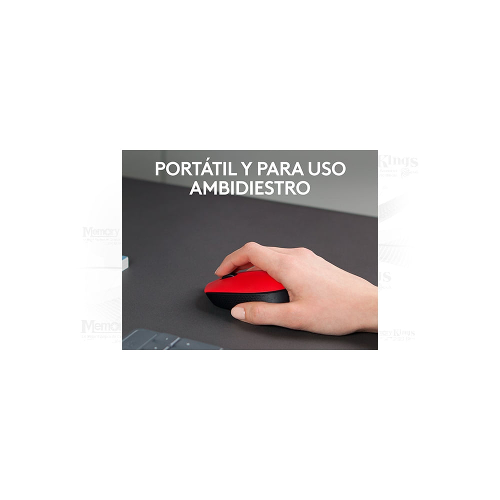 Mouse inalámbrico Logitech M170 rojo con cómoda ergonomía y conexión fiable