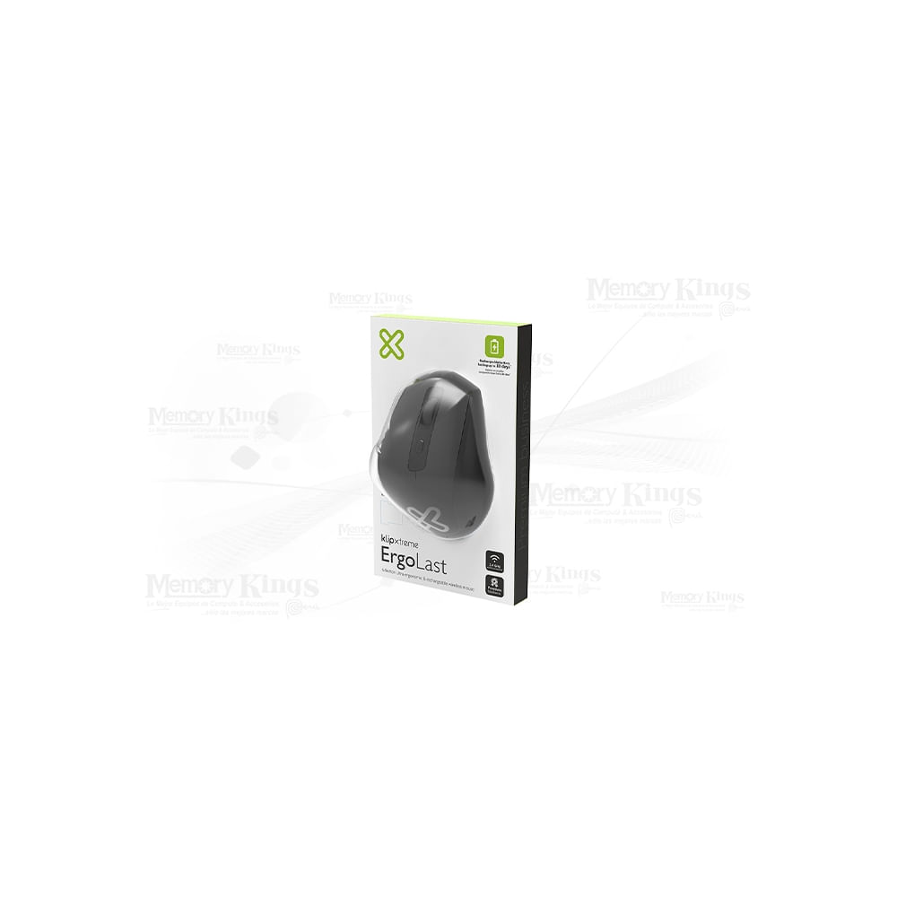 Mouse inalámbrico Klip Xtreme de 2.4 GHz, recargable, 6 botones y diseño ergonómico.