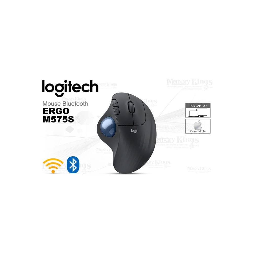 Mouse Logitech Ergo M575S inalámbrico con trackball, silencio y conectividad Bluetooth - Negro