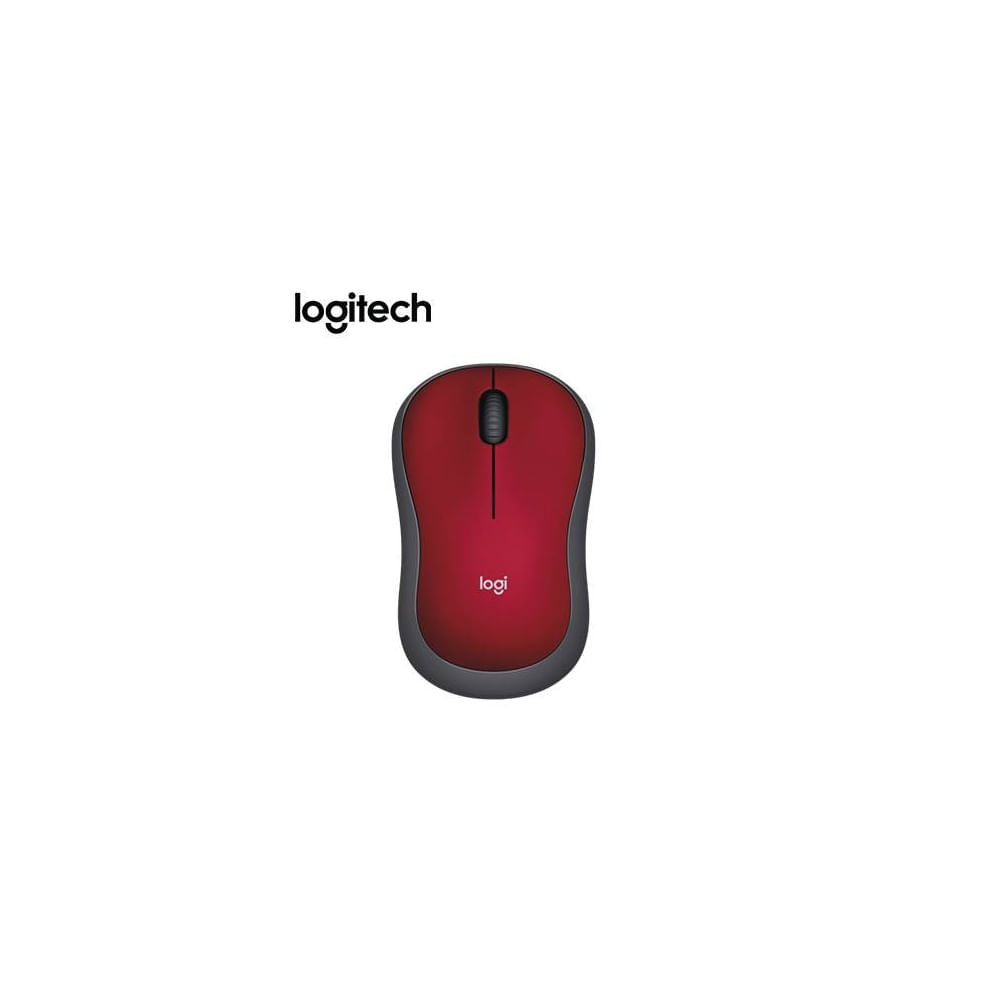 Mouse inalambrico Logitech M185 rojo ergonómico con conexión USB y diseño compacto para comodidad d