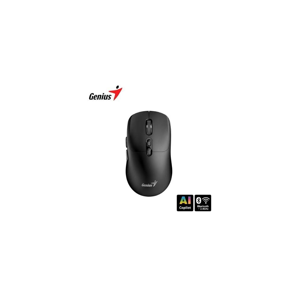 Mouse Genius NX-8080S inalámbrico silencioso, Bluetooth y 2.4GHz, color negro, 7 botones